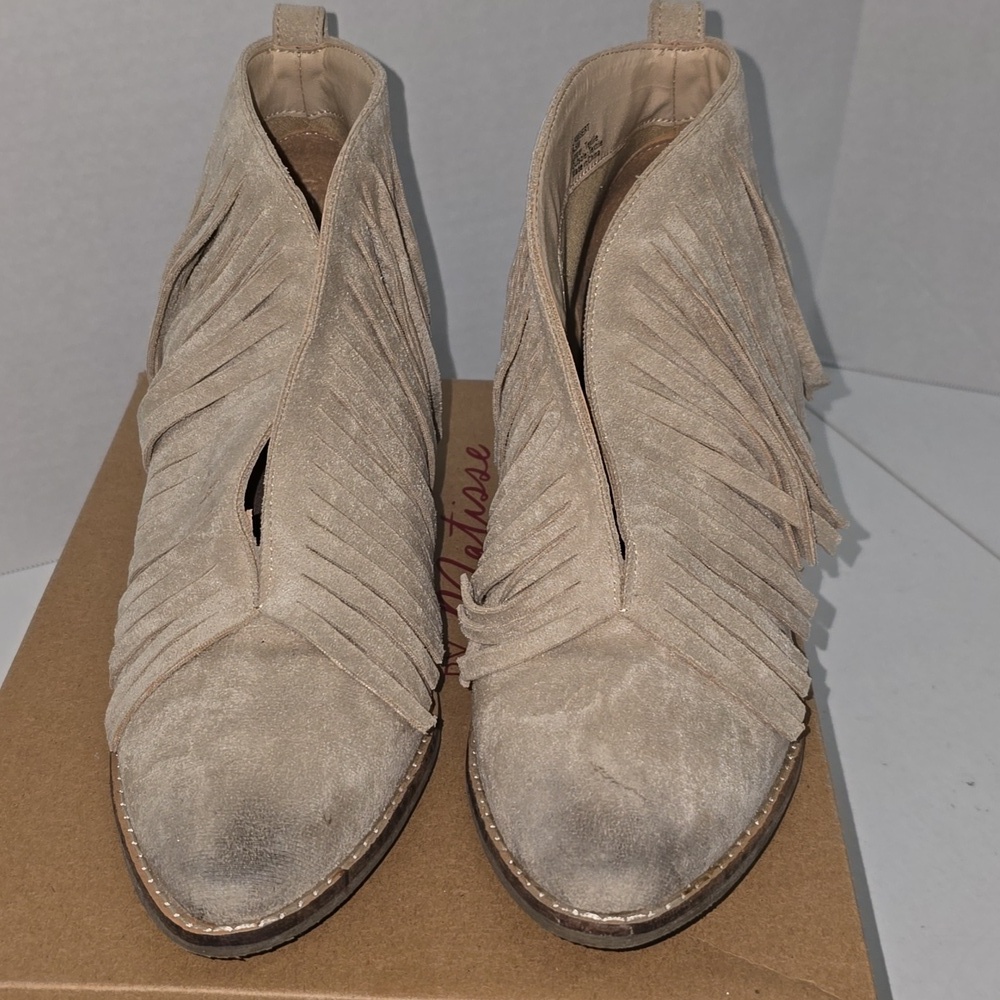 Coconuts by Matisse Lambert Boots Ivory Suede Fringe Western Womens Size 9.5